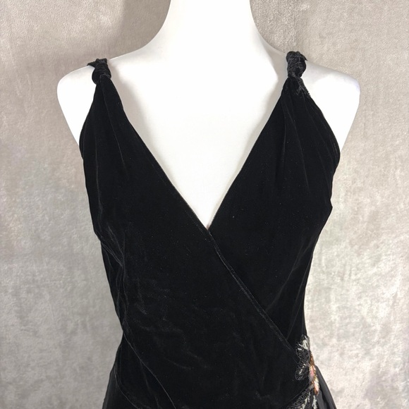 VTG Newport News Velvet Evening Dress Size 4 Black Y2K 90S Glam Dark Fairy Goth - Picture 3 of 11